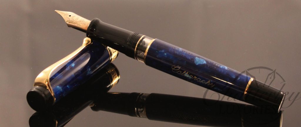 Aurora Optima Blue Calligraphy set fountain pen (2)