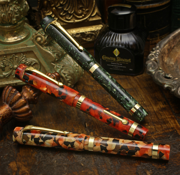 Conway Stewart Marlborough Classic Green, Razorshell and Meteor Fountain Pens