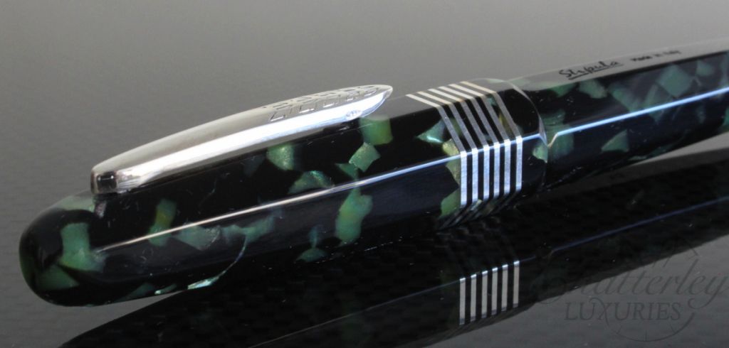 Stipula Green and Black Celluloid Faceted Etruria Ballpoint Pen