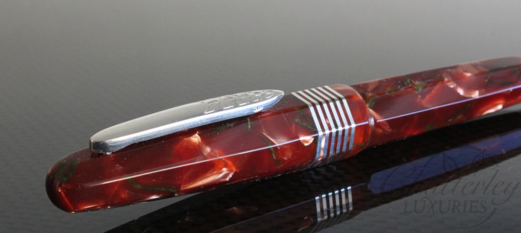 Stipula Red and Green Celluloid Faceted Etruria Fountain Pen