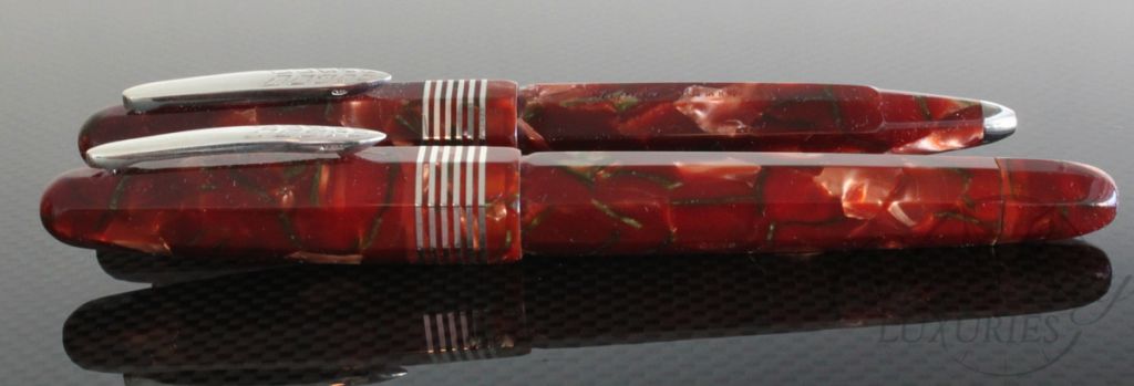 Stipula Red and Green Celluloid Limited Edition Faceted Etruria Fountain Pen