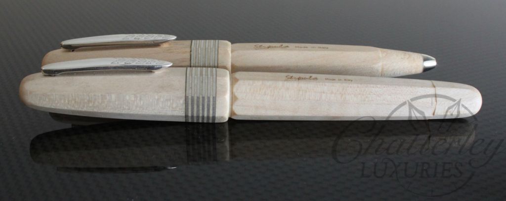 Stipula Maple Wood Faceted Etruria Limited Edition Fountain and Ballpoint Pen