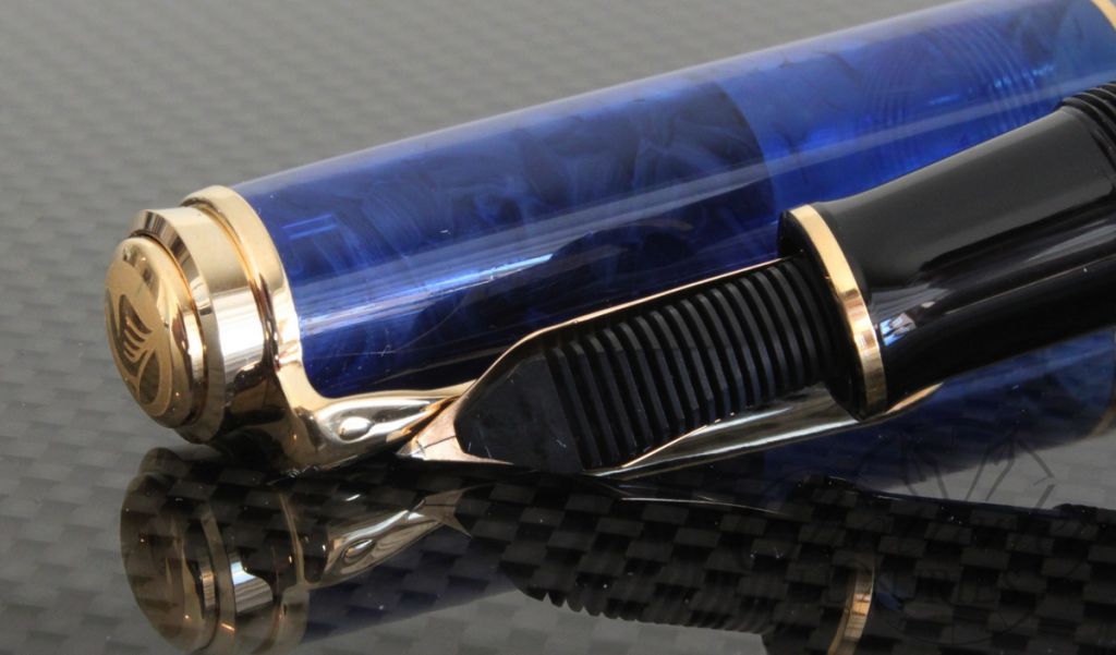 Pelikan Marbled Blue Fountain Pen Modified Nib