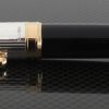 Aurora Optima Black Solid Sterling Silver Cap Piston Filled Fountain Pen Gold Trim