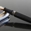 Aurora Optima Black Solid Sterling Silver Cap Piston Filled Fountain Pen Gold Trim