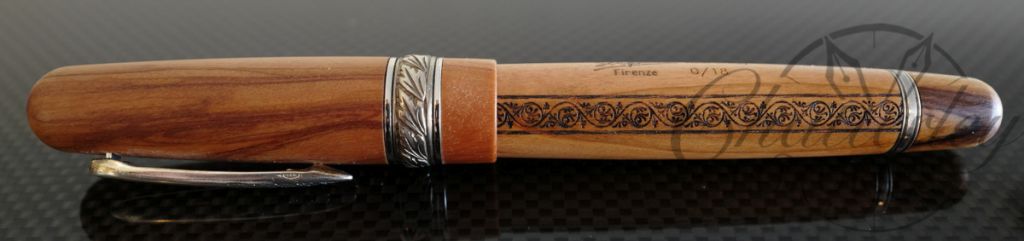 Stipula Oversized Etruria Olive Wood Limited Edition Fountain Pen with Ryan Krusac Engraving 14Kt Gold Nib