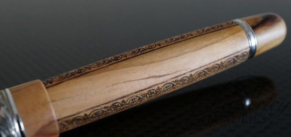 Stipula Oversized Etruria Olive Wood Limited Edition Fountain Pen with Ryan Krusac Engraving 14Kt Gold Nib