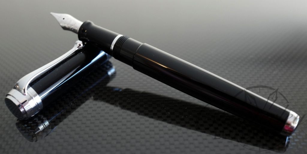 Aurora Talentum Black with Chrome Fountain Pen