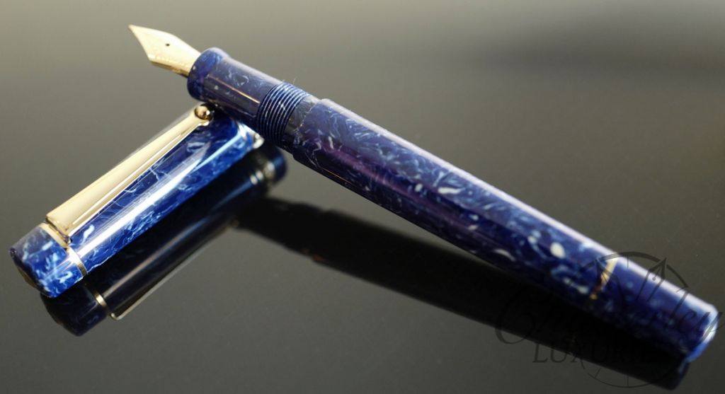 Delta-Chatterley Slim Lapis Blue Celluloid 10th Anniversary Limited Edition Fountain Pen Gold trim