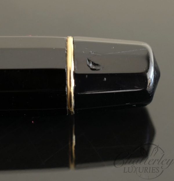 Omas Old Style Paragon Black Piston Fountain Pen with Gold Trim