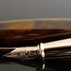 ST Dupont Atelier Navy Brown Lacquer Fountain Pen - Yellow Gold