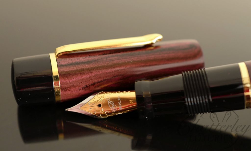 Bexley Prometheus Rasberry and Black Ebonite Fountain Pen Chatterley