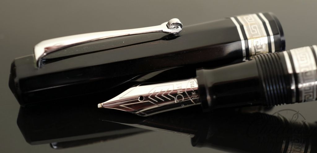 Omas Old Style Paragon Black Piston Fountain Pen with HT trim