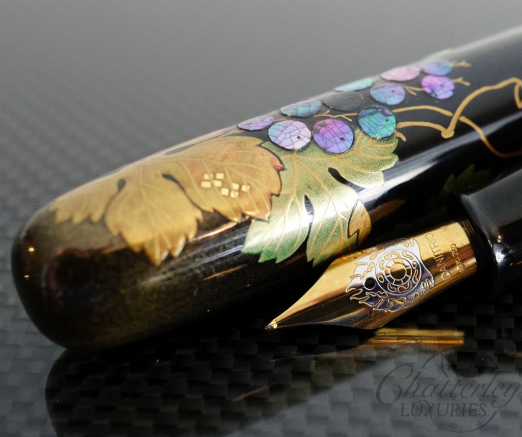 Danitrio Maki-e Squirrel & Grape Fountain Pen on Takumi with Clip