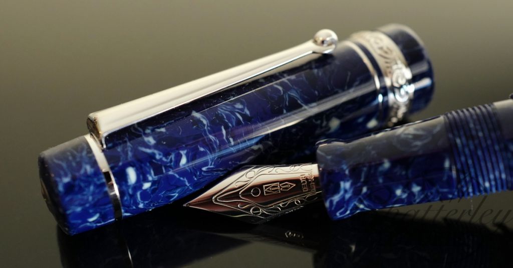 Delta-Chatterley Slim Lapis Blue Celluloid 10th Anniversary Limited Edition Fountain Pen Silver Trim