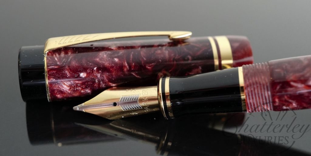 Parker Duofold Centennial Marbled Burgundy Fountain Pen - Chatterley