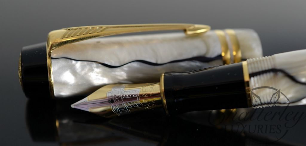 Original Parker Duofold Centennial Pearl and Black Fountain Pen