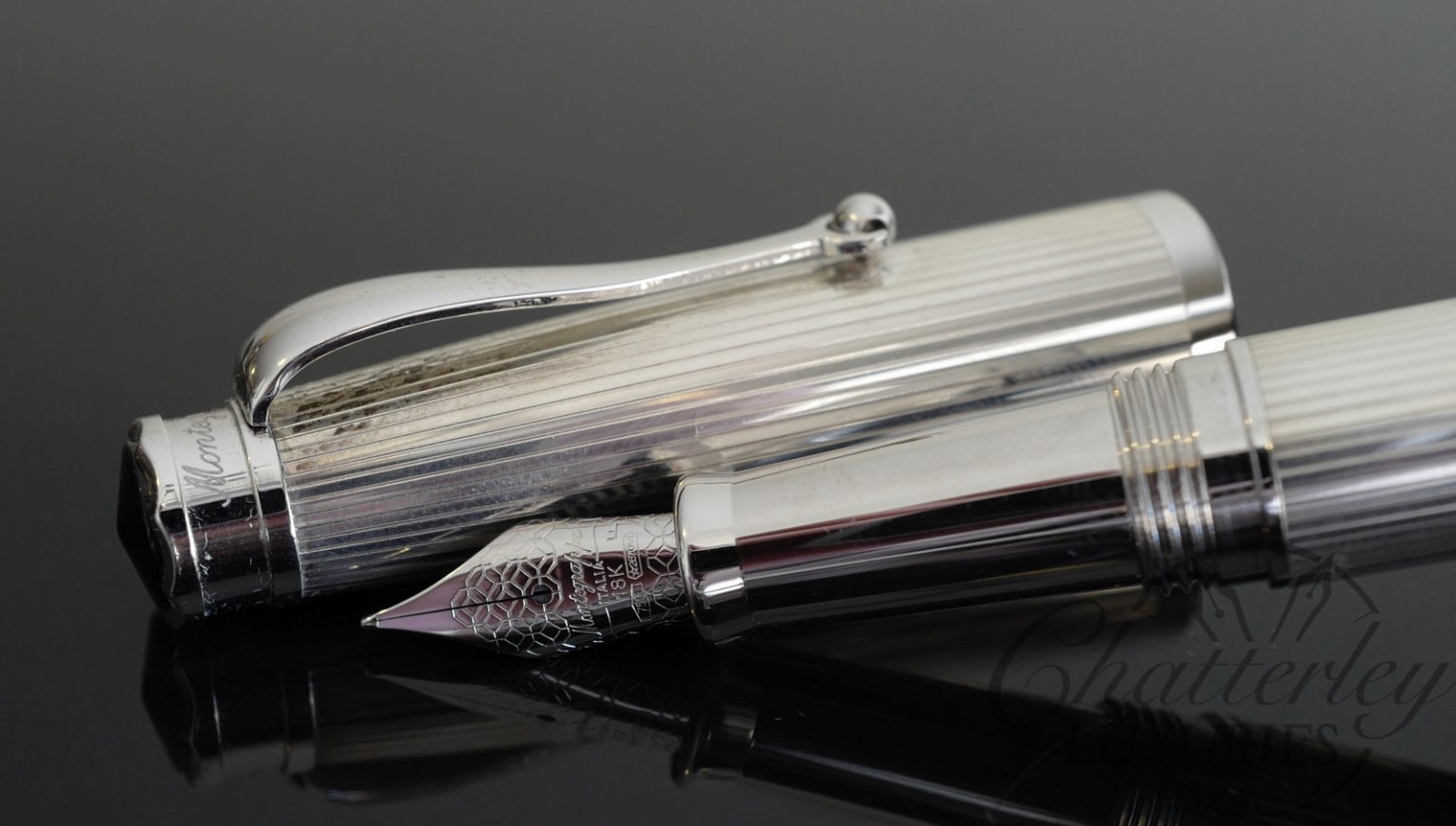 Montegrappa Memoria Sterling Silver Fountain Pen with 18kt Gold Nib