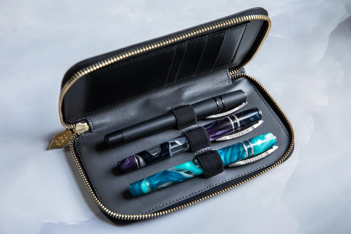 Leather Fountain Pen Case for 5 Pens