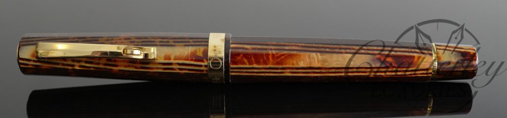 Omas Brown Bronze Arco Celluloid Milord Fountain Pen with Yellow Gold Trim