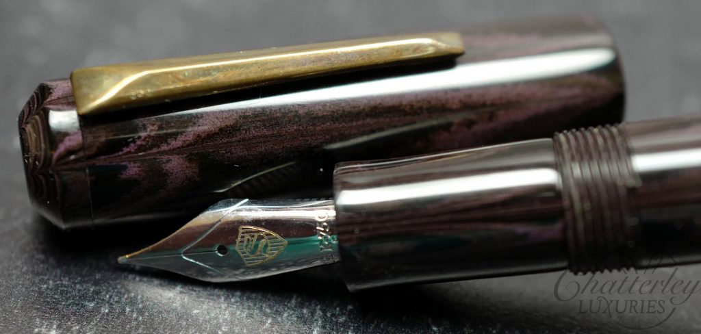 Scriptorium Pens Bard in SEM Blackberry Ripple Ebonite Fountain Pen