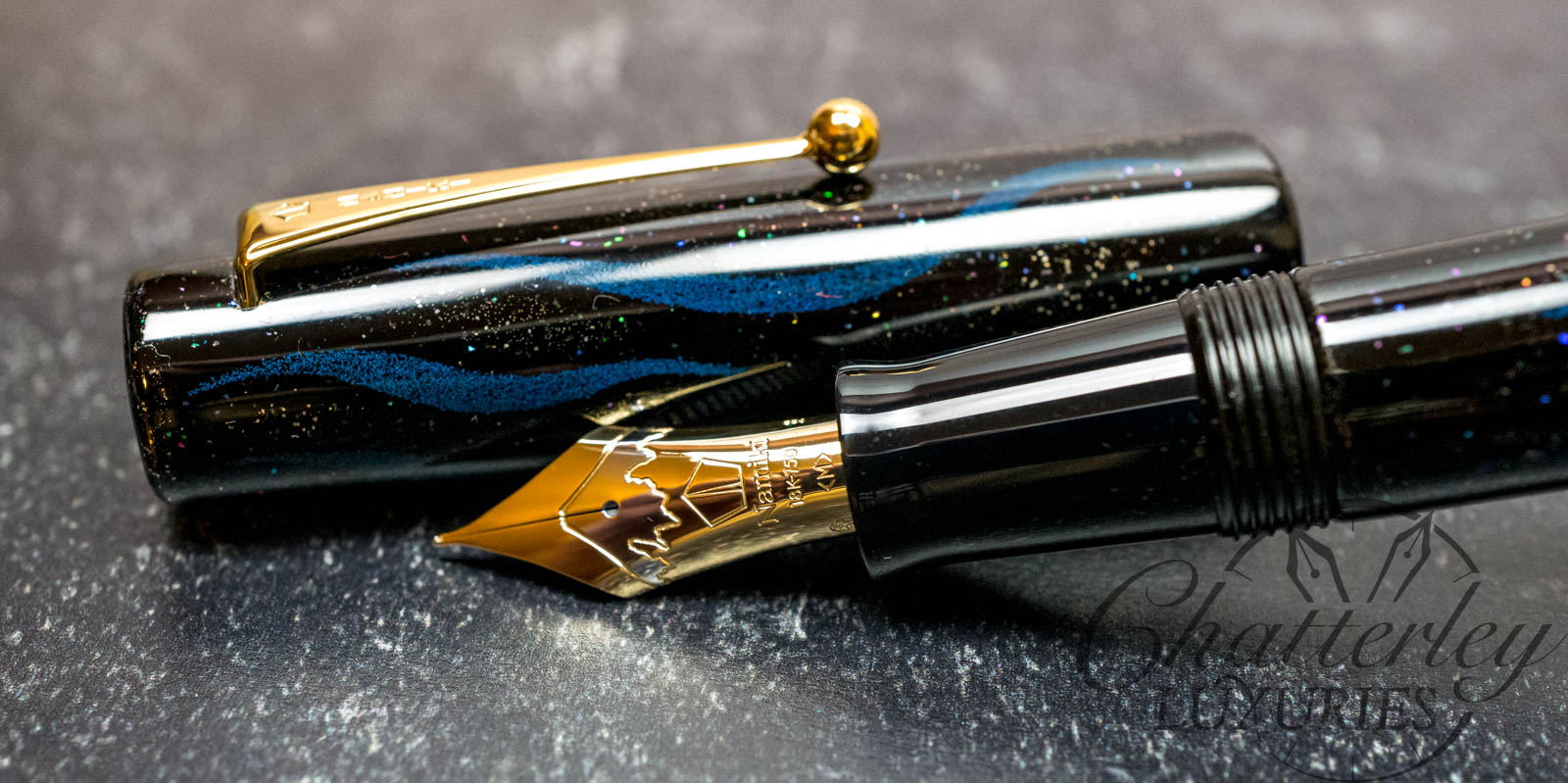 Black Crystal filled Gold Ink Pen