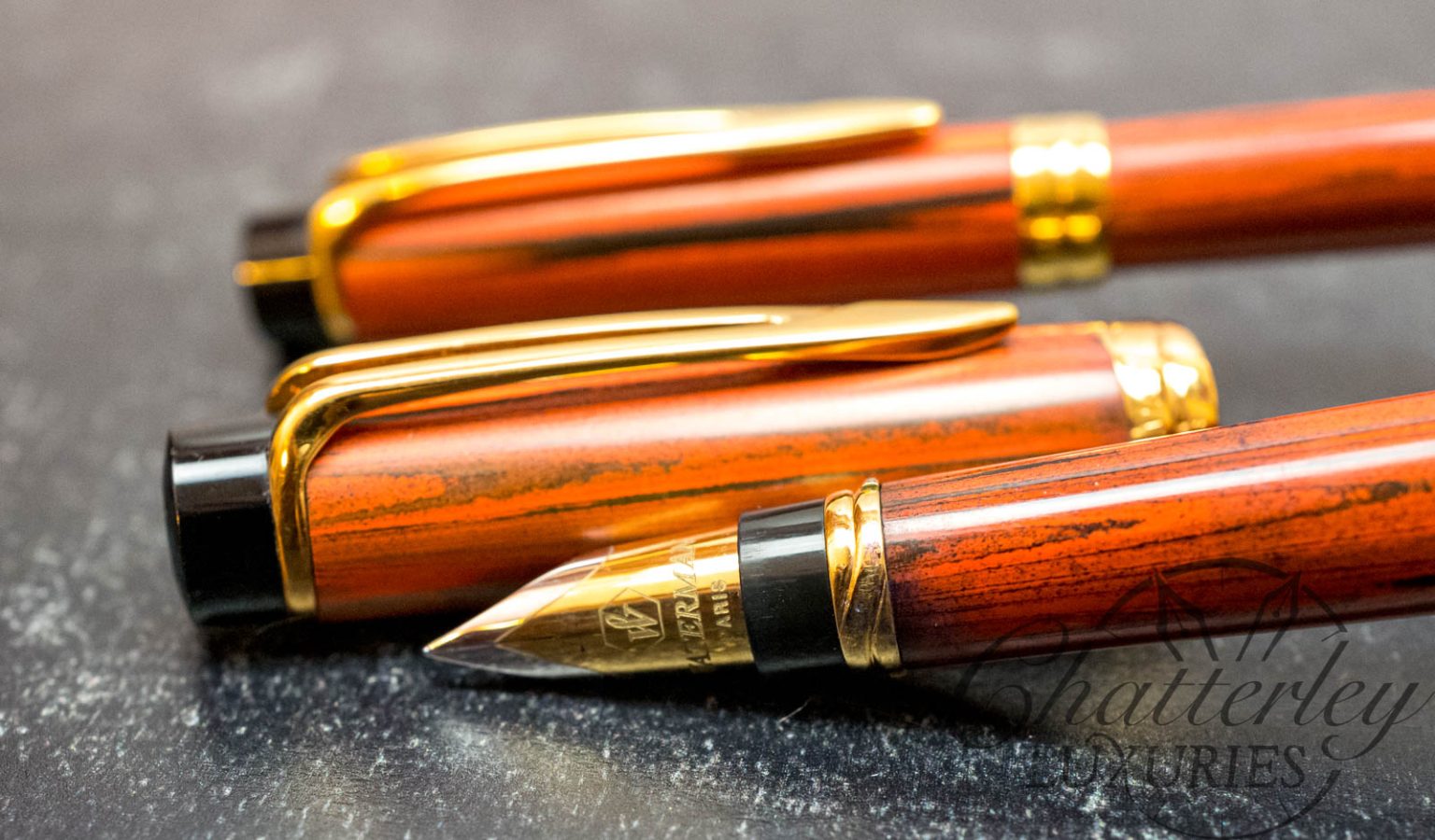 Waterman Liason Ebonite Woodgrain Fountain Pen & Ballpoint Set