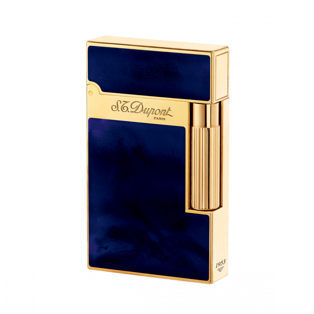 S.T. Dupont Line 2 Blue Chinese Lacquer & Gold Lighter