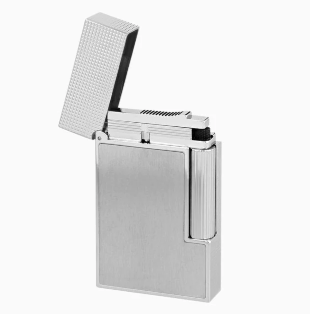 S.T. Dupont Line 2 Micro Diamond Head Brushed Platinum Perfect Ping Lighter