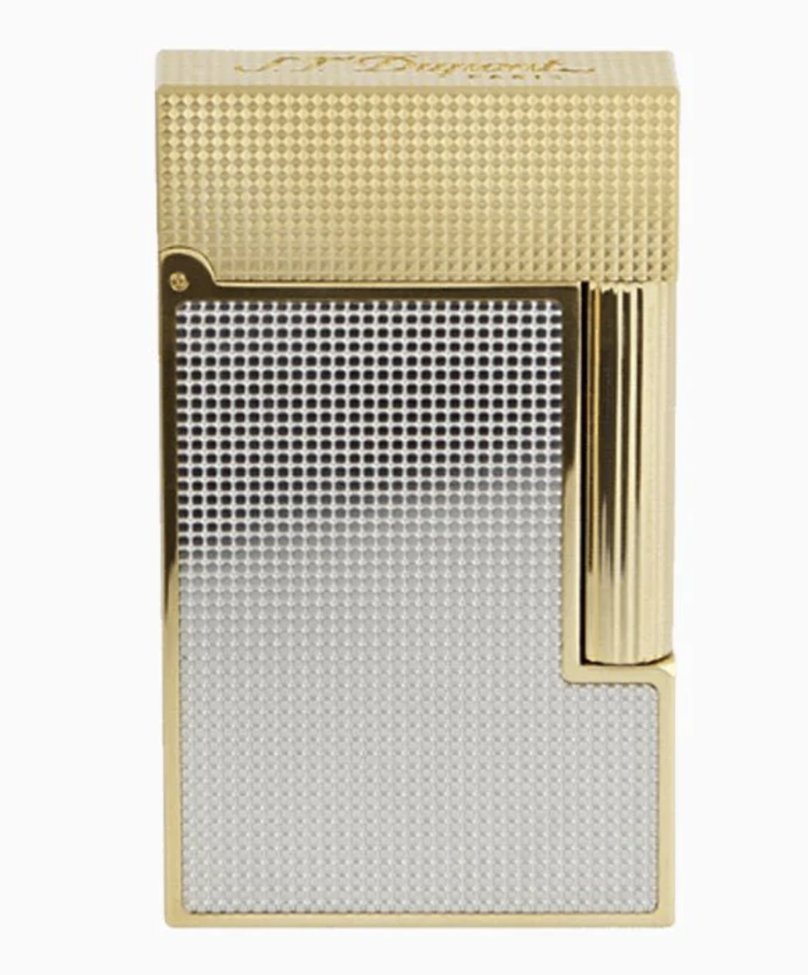 S.T. Dupont Line 2 Yellow Gold and Silver Squares Perfect Ping Lighter ...