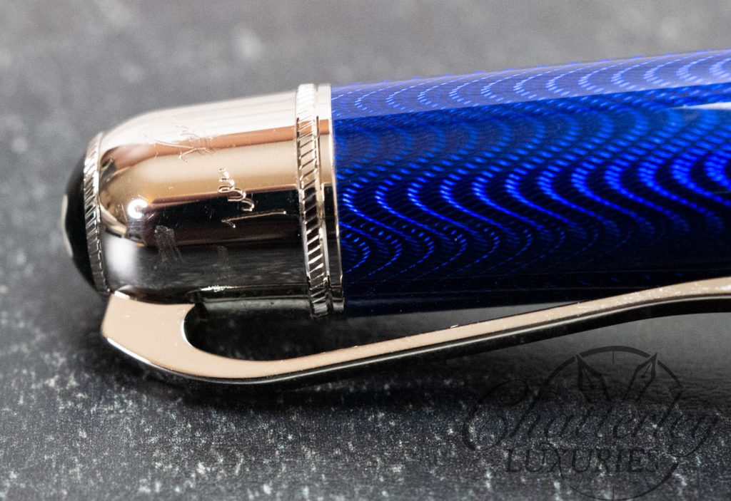 MONTBLANC Blue lacquer, Platinum plated Writers Series Jules Verne Ballpoint pen Blue silver