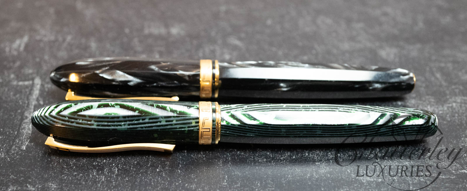 Chateau Monarch Celluloid Fountain Pen Collection - Yellow Gold Trim