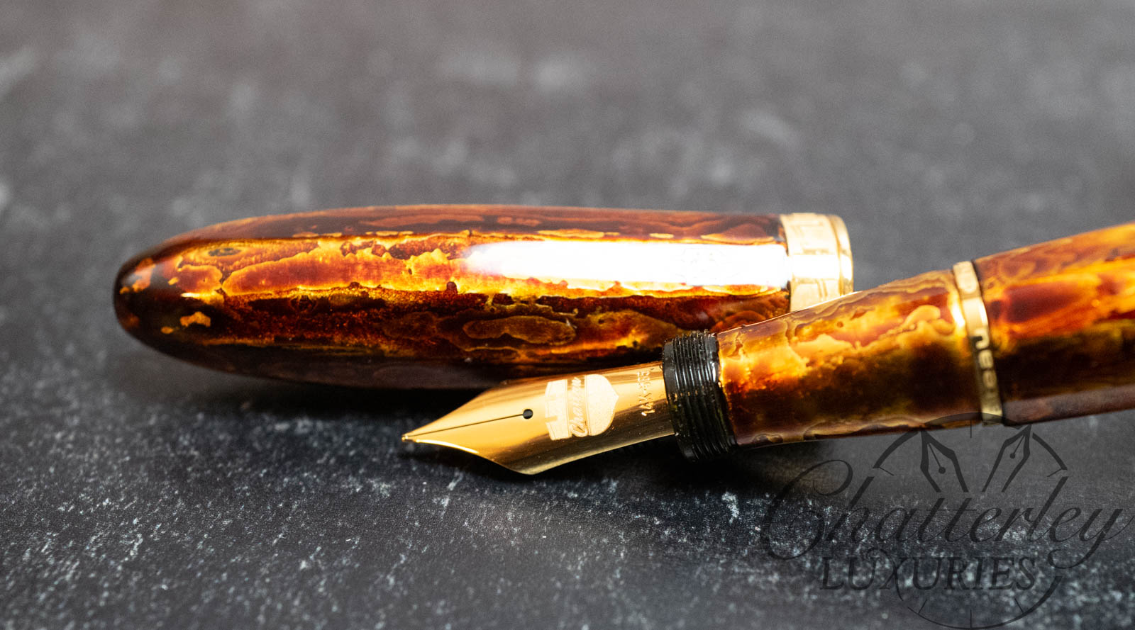 Chateau Marquess UR01 Tame-nuri and Gold Leaf Fountain Pen