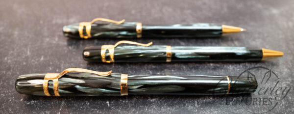 Visconti Ragtime Green Marbled Resin 3 Piece Set - Image 2