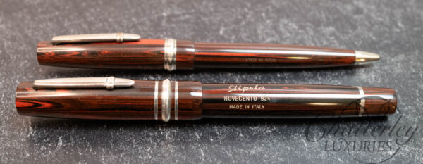 Stipula Novecento Red & Black Ebonite Ballpoint and Fountain Pen Set - Image 2
