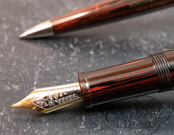 Stipula Novecento Red & Black Ebonite Ballpoint and Fountain Pen Set