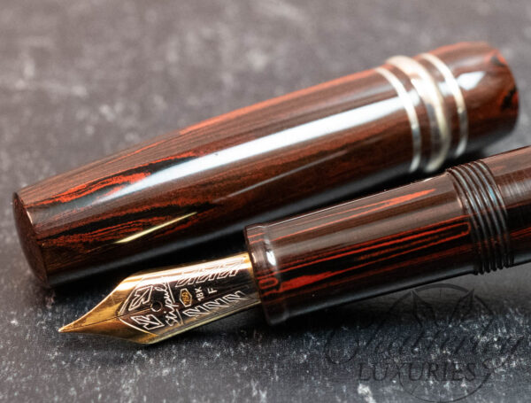 Stipula Novecento Red & Black Ebonite Ballpoint and Fountain Pen Set - Image 3