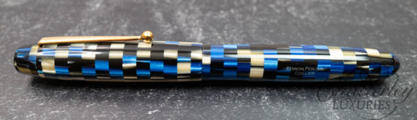 Edison Pen Co. Collier Blue/Black Checkered Fountain Pen - Image 2