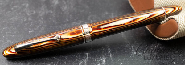 Omas Ogiva Arco Brown Celluloid Silver High Tech Trim Fountain Pen - Image 2