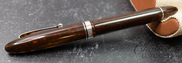 Omas Ogiva Arco Brown Celluloid Silver High Tech Trim Fountain Pen - Image 3