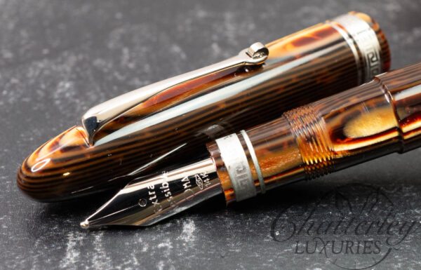 Omas Ogiva Arco Brown Celluloid Silver High Tech Trim Fountain Pen