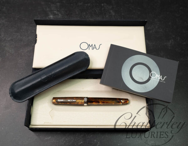 Omas Arte Italiana Milord Arco Brown Celluloid Silver High Tech Trim Fountain Pen - Image 5