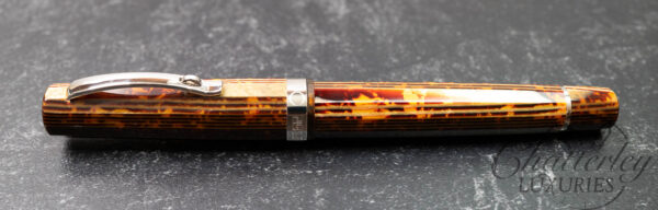 Omas Arte Italiana Milord Arco Brown Celluloid Silver High Tech Trim Fountain Pen - Image 2