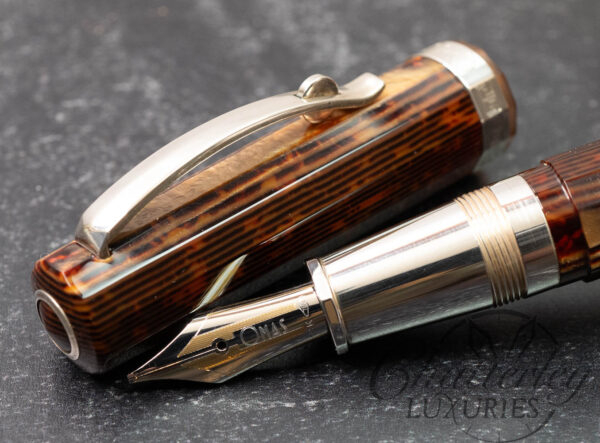 Omas Grand Paragon Brown Arco Celluloid Silver High Tech Trim Fountain Pen