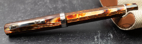 Omas Milord Brown Arco Celluloid Silver High Tech Trim Fountain Pen - Image 3