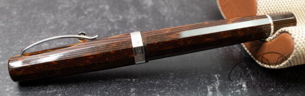 Omas Milord Brown Arco Celluloid Silver High Tech Trim Fountain Pen - Image 4