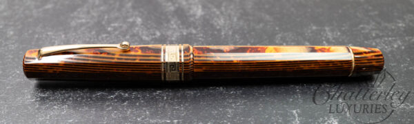 Omas Paragon Extra Old Style 1991 Brown Arco Celluloid Gold Trim Fountain Pen - Image 2