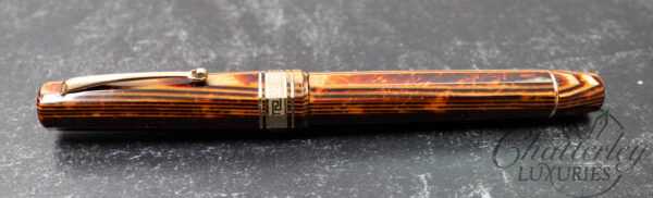 Omas Paragon Extra Old Style 1991 Brown Arco Celluloid Gold Trim Fountain Pen - Image 2