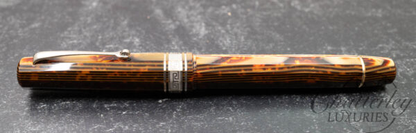 Omas Paragon Extra Old Style Brown Arco Celluloid Silver HT Trim Fountain Pen - Image 2