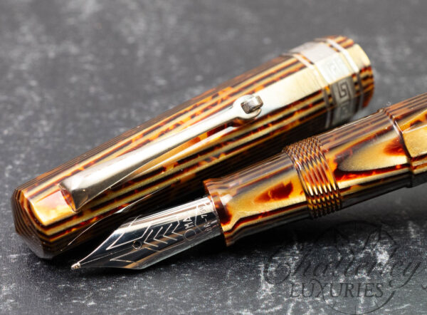 Omas Paragon Extra Old Style Brown Arco Celluloid Silver HT Trim Fountain Pen